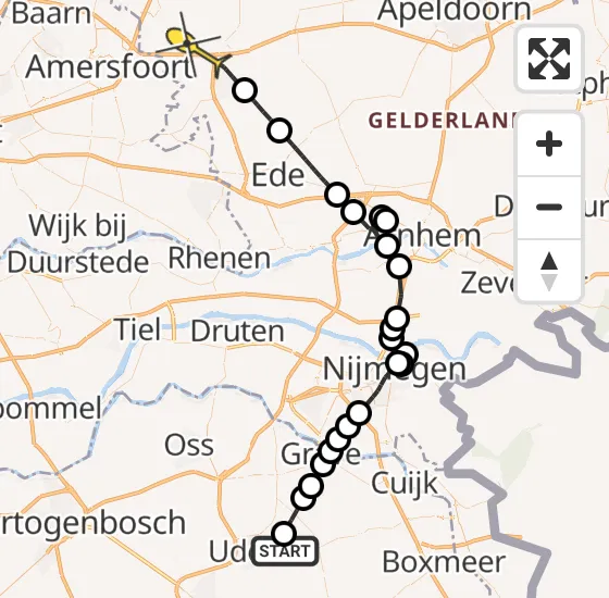 Vlucht Politiehelikopter PH-PXA van Vliegbasis Volkel naar Terschuur op vrijdag 2 augustus 2024 16:10