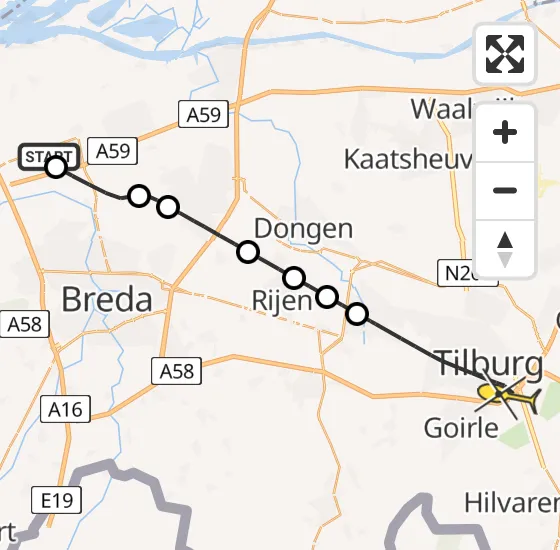 Vlucht Traumahelikopter PH-UMC van Wagenberg naar Tilburg op vrijdag 2 augustus 2024 16:11