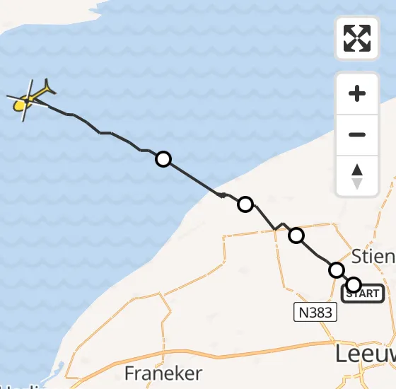 Vlucht Ambulancehelikopter PH-OOP van Vliegbasis Leeuwarden naar Oosterend op vrijdag 2 augustus 2024 17:16