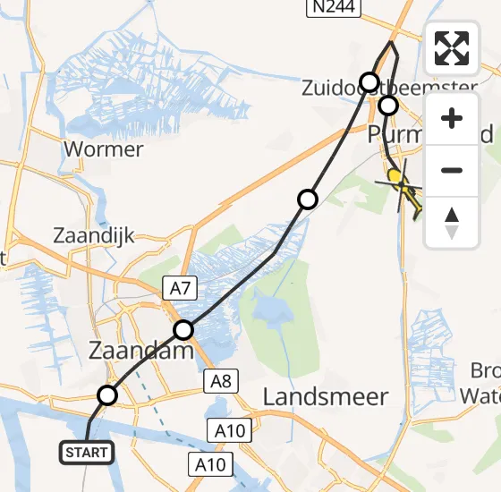 Vlucht Traumahelikopter PH-DOC van Amsterdam Heliport naar Purmerend op vrijdag 2 augustus 2024 17:28