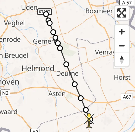 Vlucht Traumahelikopter PH-LLN van Vliegbasis Volkel naar Meijel op vrijdag 2 augustus 2024 17:35