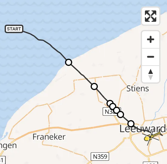 Vlucht Ambulancehelikopter PH-OOP van Oosterend naar Leeuwarden op vrijdag 2 augustus 2024 17:46