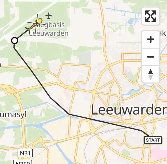 Vlucht Ambulancehelikopter PH-OOP van Leeuwarden naar Vliegbasis Leeuwarden op vrijdag 2 augustus 2024 18:14