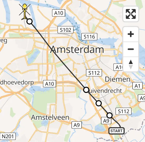Vlucht Traumahelikopter PH-DOC van Academisch Medisch Centrum (AMC) naar Amsterdam Heliport op vrijdag 2 augustus 2024 18:19