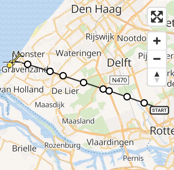 Vlucht Traumahelikopter PH-UMC van Rotterdam The Hague Airport naar 's-Gravenzande op vrijdag 2 augustus 2024 18:35