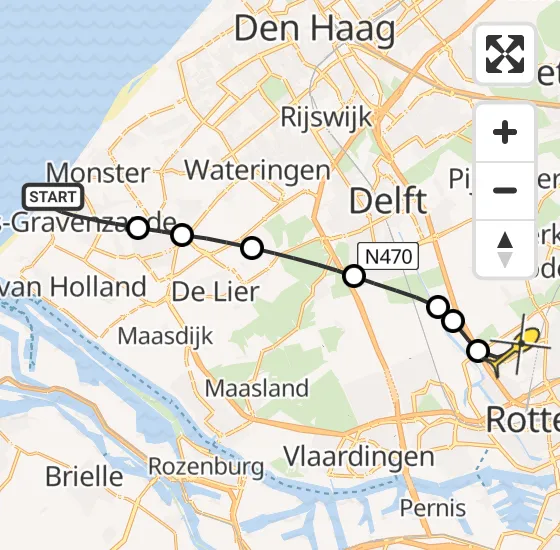 Vlucht Traumahelikopter PH-UMC van 's-Gravenzande naar Rotterdam The Hague Airport op vrijdag 2 augustus 2024 19:02