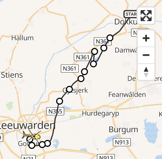 Vlucht Ambulancehelikopter PH-OOP van Dokkum naar Leeuwarden op vrijdag 2 augustus 2024 19:47