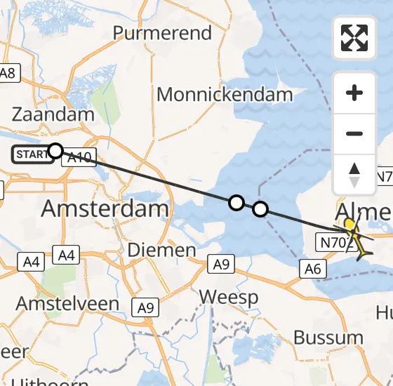 Vlucht Traumahelikopter PH-DOC van Amsterdam Heliport naar Almere op vrijdag 2 augustus 2024 21:06