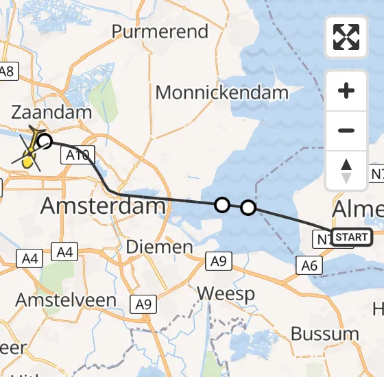 Vlucht Traumahelikopter PH-DOC van Almere naar Amsterdam Heliport op vrijdag 2 augustus 2024 21:33