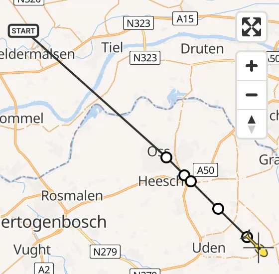 Vlucht Politiehelikopter PH-PXA van Tricht naar Vliegbasis Volkel op vrijdag 2 augustus 2024 21:33