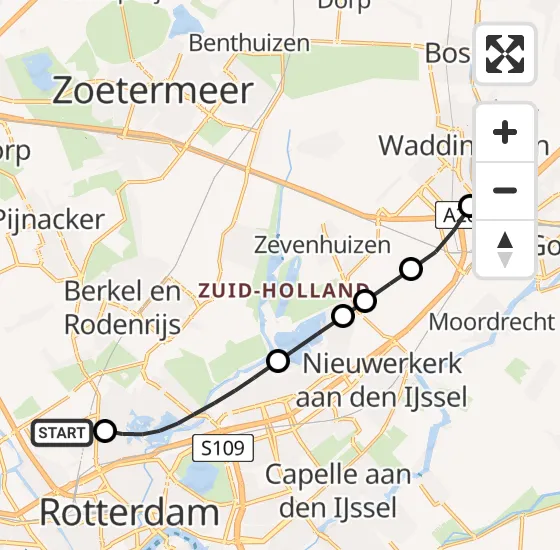 Vlucht Traumahelikopter PH-UMC van Rotterdam The Hague Airport naar Reeuwijk op vrijdag 2 augustus 2024 21:44