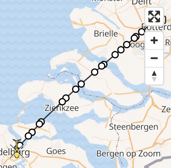 Vlucht Traumahelikopter PH-UMC van Rotterdam The Hague Airport naar Arnemuiden op zaterdag 3 augustus 2024 3:54