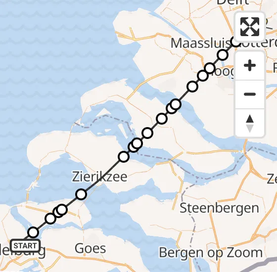 Vlucht Traumahelikopter PH-UMC van Arnemuiden naar Rotterdam The Hague Airport op zaterdag 3 augustus 2024 4:47