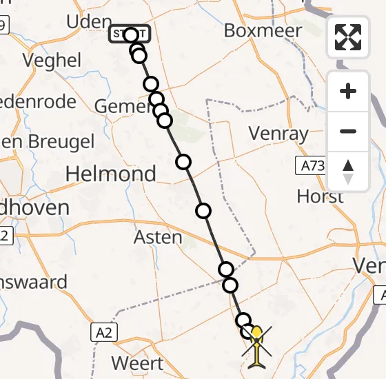 Vlucht Traumahelikopter PH-LLN van Vliegbasis Volkel naar Roggel op zaterdag 3 augustus 2024 8:40