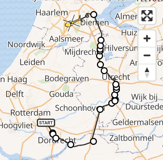 Vlucht Politiehelikopter PH-PXE van Ridderkerk naar Amsterdam op zaterdag 3 augustus 2024 10:20