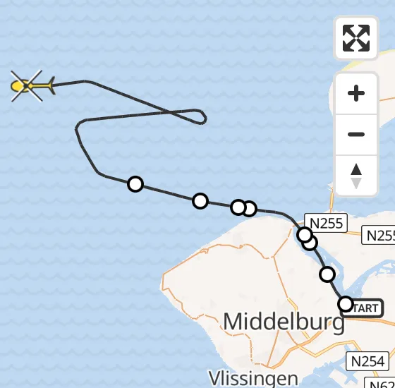 Vlucht Kustwachthelikopter PH-NCG van Vliegveld Midden-Zeeland naar  op zaterdag 3 augustus 2024 10:37