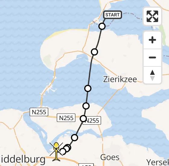 Vlucht Kustwachthelikopter PH-NCG van Ouddorp naar Vliegveld Midden-Zeeland op zaterdag 3 augustus 2024 11:47