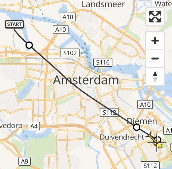 Vlucht Traumahelikopter PH-DOC van Amsterdam Heliport naar Amsterdam op zaterdag 3 augustus 2024 11:53