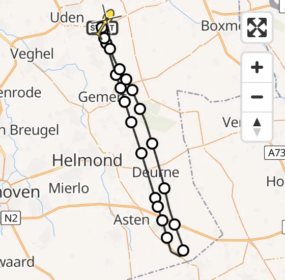 Vlucht Traumahelikopter PH-LLN van Vliegbasis Volkel naar Vliegbasis Volkel op zaterdag 3 augustus 2024 11:55