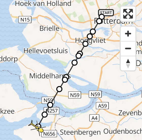 Vlucht Traumahelikopter PH-UMC van Rotterdam The Hague Airport naar Sint-Annaland op zaterdag 3 augustus 2024 12:06