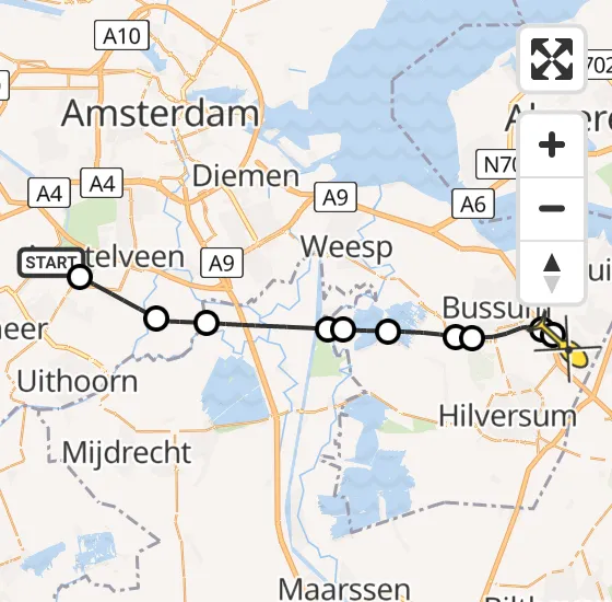 Vlucht Politiehelikopter PH-PXE van Aalsmeer naar Laren op zaterdag 3 augustus 2024 12:46