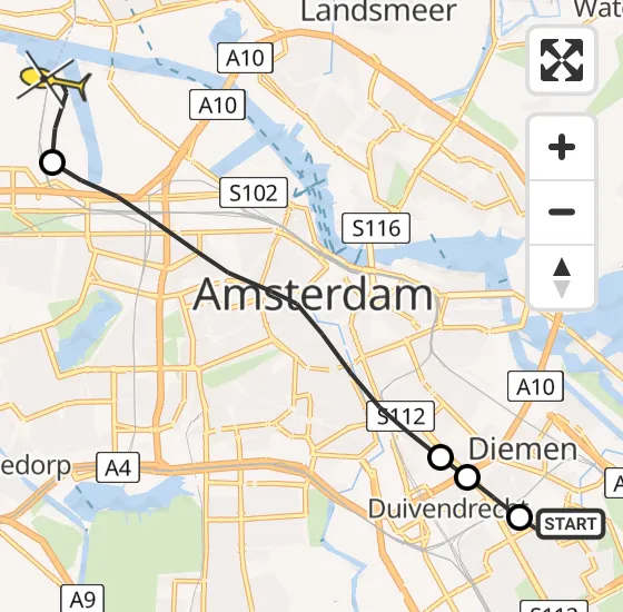 Vlucht Traumahelikopter PH-DOC van Amsterdam naar Amsterdam Heliport op zaterdag 3 augustus 2024 12:48