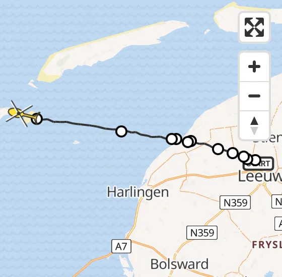 Vlucht Ambulancehelikopter PH-OOP van Marsum naar Vlieland op zaterdag 3 augustus 2024 13:12