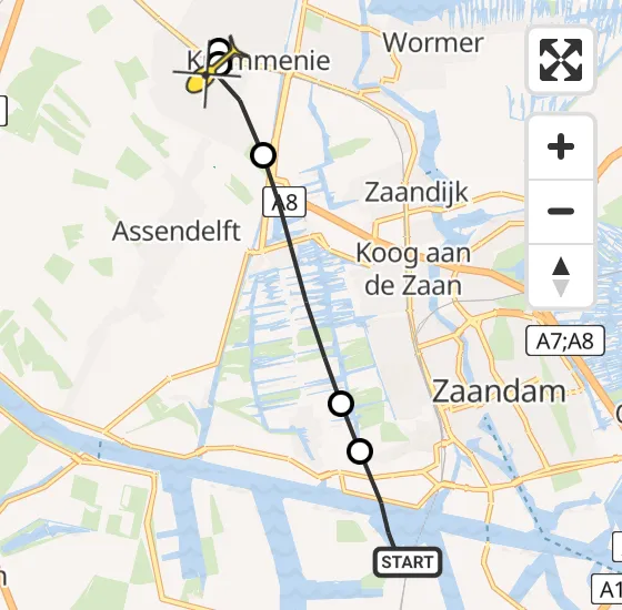 Vlucht Traumahelikopter PH-DOC van Amsterdam Heliport naar Assendelft op zaterdag 3 augustus 2024 13:23