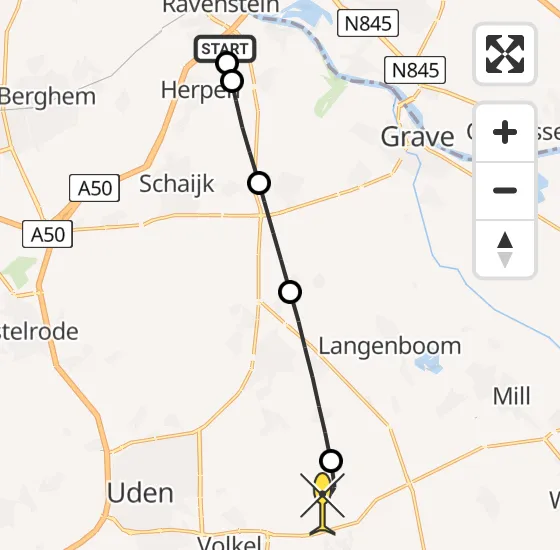 Vlucht Traumahelikopter PH-LLN van Ravenstein naar Vliegbasis Volkel op zaterdag 3 augustus 2024 13:26