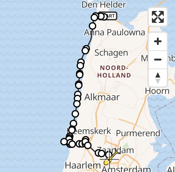 Vlucht Kustwachthelikopter PH-SAR van Vliegveld De Kooy naar Amsterdam Heliport op zaterdag 3 augustus 2024 15:09
