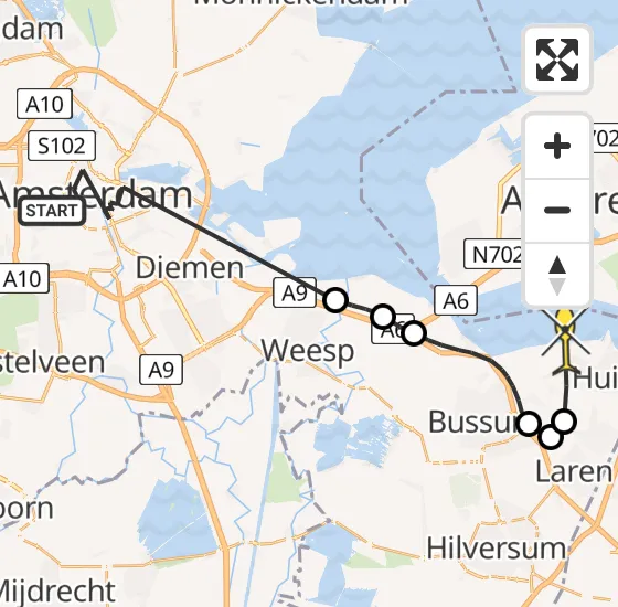 Vlucht Politiehelikopter PH-PXB van Amsterdam naar Naarden op zaterdag 3 augustus 2024 15:15