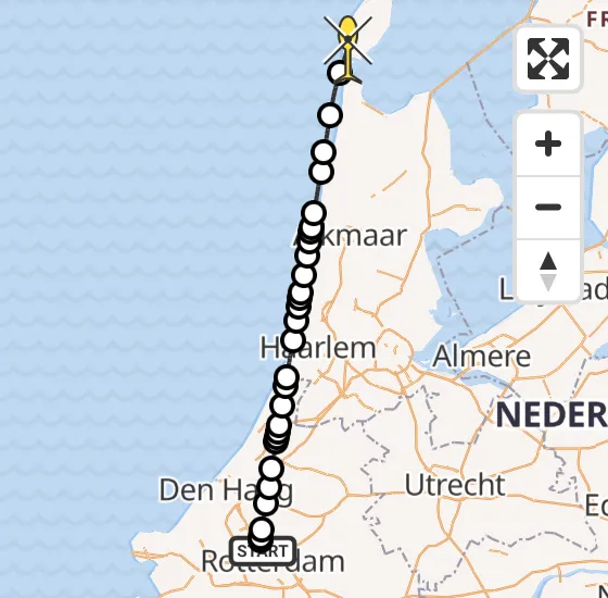 Vlucht Traumahelikopter PH-UMC van Rotterdam The Hague Airport naar Den Hoorn op zaterdag 3 augustus 2024 17:15