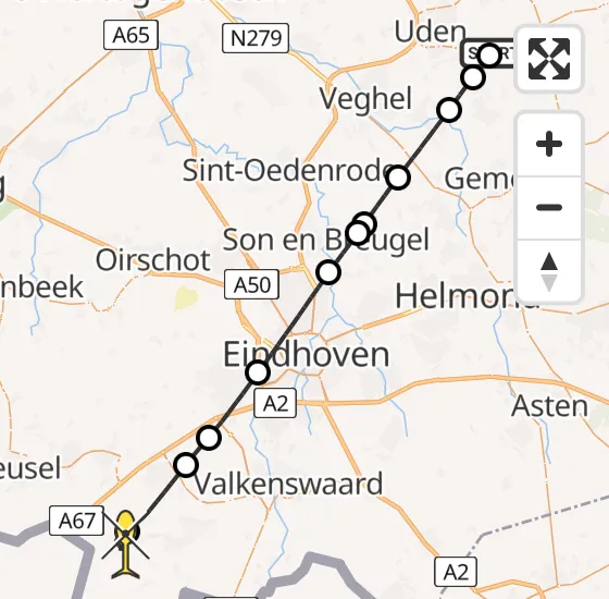 Vlucht Traumahelikopter PH-LLN van Vliegbasis Volkel naar Bergeijk op zaterdag 3 augustus 2024 17:46