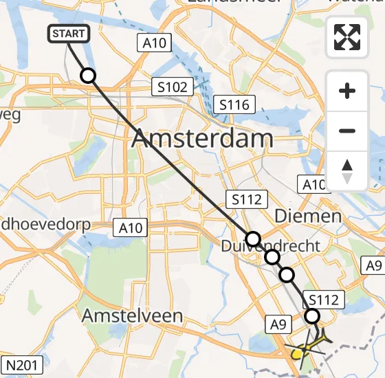 Vlucht Traumahelikopter PH-DOC van Amsterdam Heliport naar Academisch Medisch Centrum (AMC) op zaterdag 3 augustus 2024 17:47