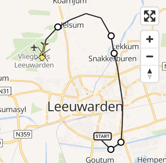 Vlucht Ambulancehelikopter PH-OOP van Leeuwarden naar Vliegbasis Leeuwarden op zaterdag 3 augustus 2024 17:53