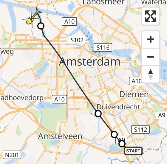 Vlucht Traumahelikopter PH-DOC van Academisch Medisch Centrum (AMC) naar Amsterdam Heliport op zaterdag 3 augustus 2024 17:53