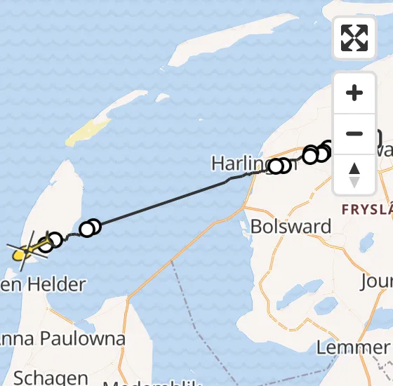 Vlucht Ambulancehelikopter PH-OOP van Marsum naar Den Hoorn op zaterdag 3 augustus 2024 18:11