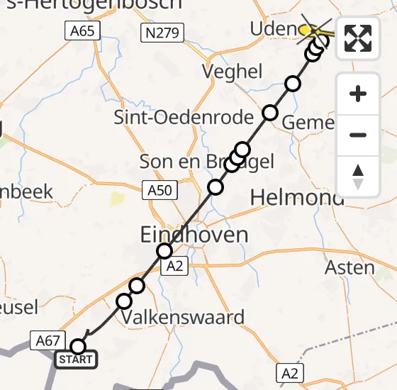 Vlucht Traumahelikopter PH-LLN van Bergeijk naar Vliegbasis Volkel op zaterdag 3 augustus 2024 18:41