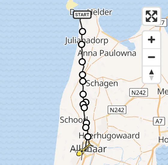 Vlucht Ambulancehelikopter PH-OOP van Den Helder naar Alkmaar op zaterdag 3 augustus 2024 19:05