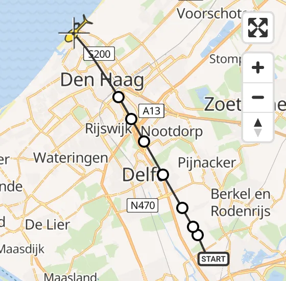 Vlucht Traumahelikopter PH-UMC van Rotterdam The Hague Airport naar Den Haag op zaterdag 3 augustus 2024 20:06