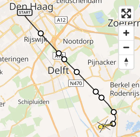 Vlucht Traumahelikopter PH-UMC van Den Haag naar Rotterdam The Hague Airport op zaterdag 3 augustus 2024 20:45