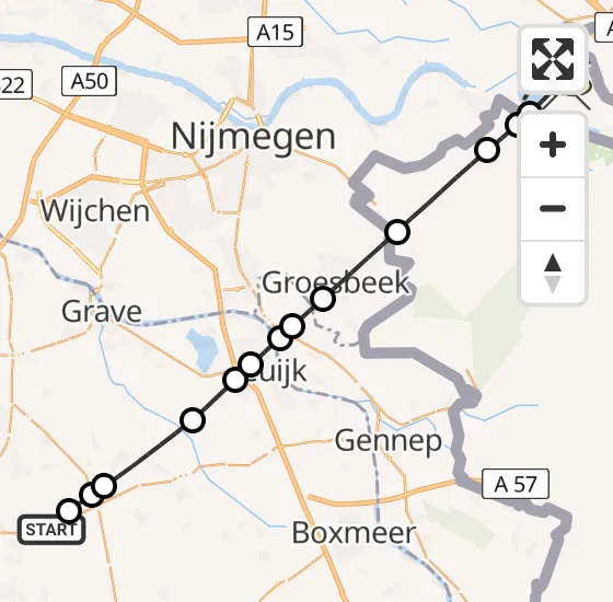 Vlucht Traumahelikopter PH-LLN van Vliegbasis Volkel naar Herwen op zaterdag 3 augustus 2024 22:52