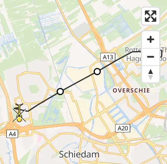Vlucht Traumahelikopter PH-UMC van Rotterdam The Hague Airport naar Schiedam op zondag 4 augustus 2024 9:22