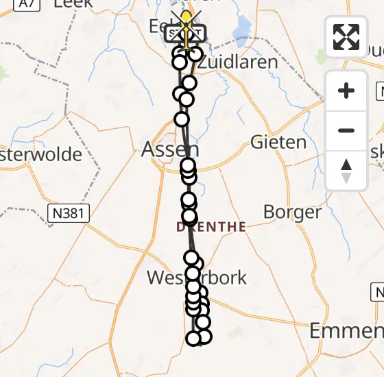 Vlucht Traumahelikopter PH-MAA van Groningen Airport Eelde naar Groningen Airport Eelde op zondag 4 augustus 2024 10:26