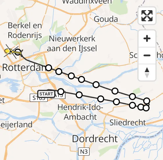 Vlucht Traumahelikopter PH-UMC van Rotterdam naar Rotterdam The Hague Airport op zondag 4 augustus 2024 10:42