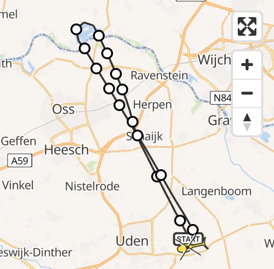 Vlucht Traumahelikopter PH-LLN van Vliegbasis Volkel naar Vliegbasis Volkel op zondag 4 augustus 2024 12:21