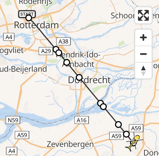 Vlucht Traumahelikopter PH-UMC van Rotterdam The Hague Airport naar Oosterhout op zondag 4 augustus 2024 13:12