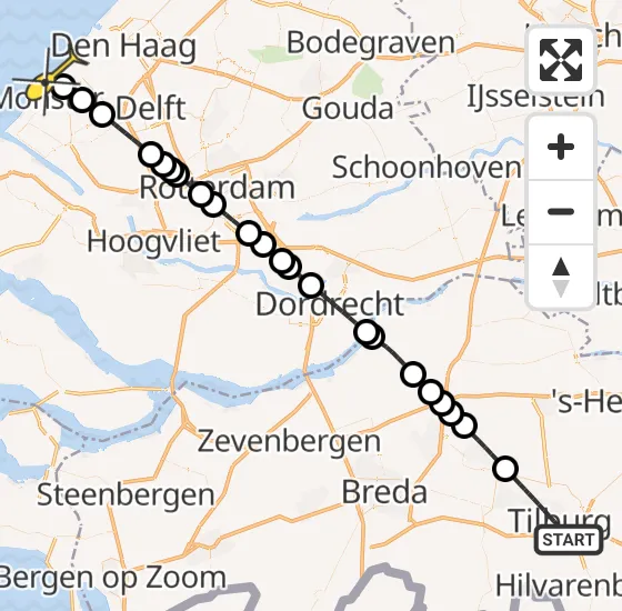 Vlucht Traumahelikopter PH-UMC van Tilburg naar Monster op zondag 4 augustus 2024 14:25