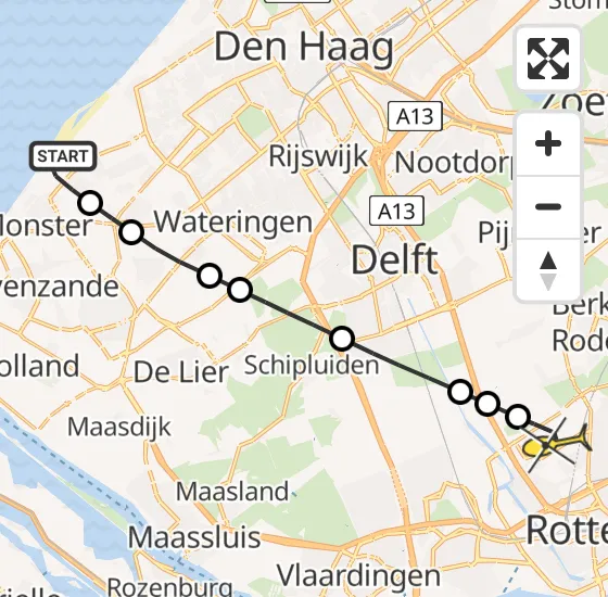 Vlucht Traumahelikopter PH-UMC van Monster naar Rotterdam The Hague Airport op zondag 4 augustus 2024 15:09