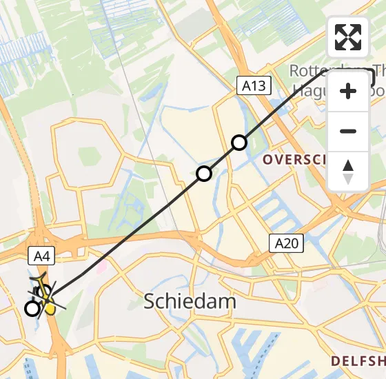 Vlucht Traumahelikopter PH-UMC van Rotterdam The Hague Airport naar Schiedam op zondag 4 augustus 2024 15:36